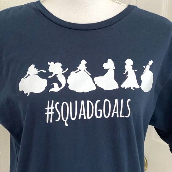 Unbranded Basic Navy Blue T-Shirt #Squadgoals Princesses Size Large Preowned B9 - Picture 2 of 6